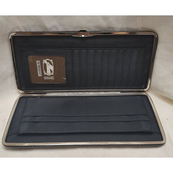 Hananel Women's Black Hardside Faux Python Clutch Wristlet - Picture 2 of 2